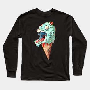 Melting Undead Ice Cream Skull Long Sleeve T-Shirt